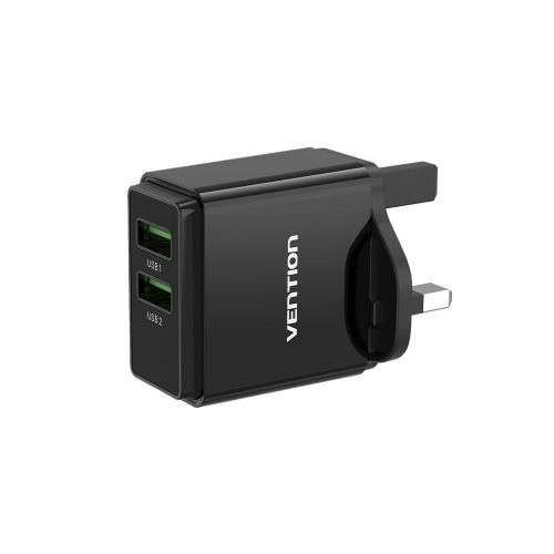 Vention Two-port USB A+C Wall Charger UK-Plug